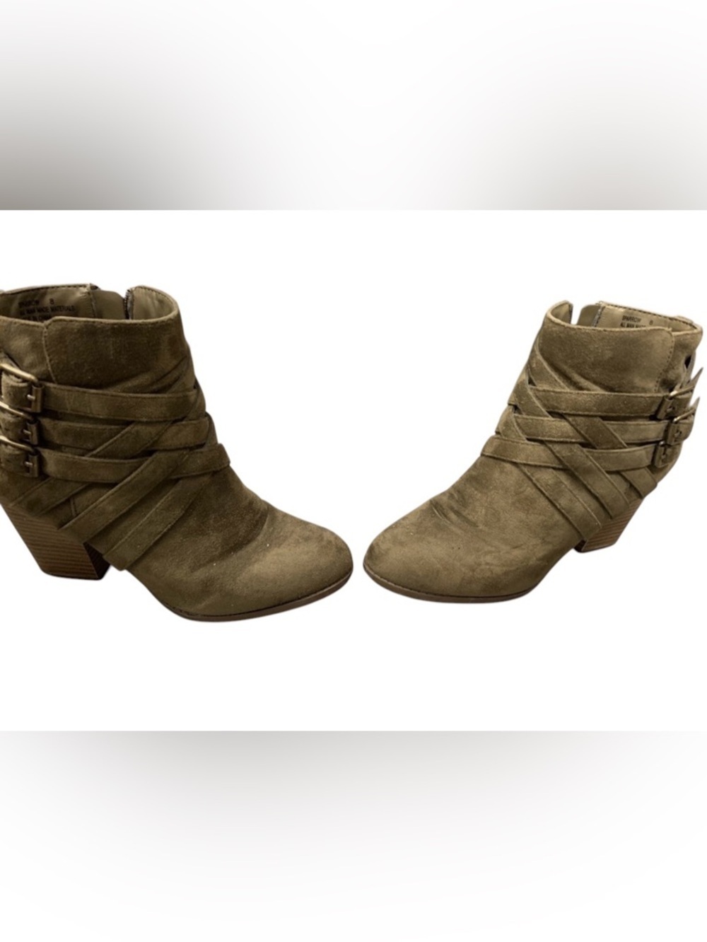 Charlotte Russe Olive Suede Strappy Ankle Booties